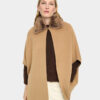 Beige High-Neck Poncho with Buckle