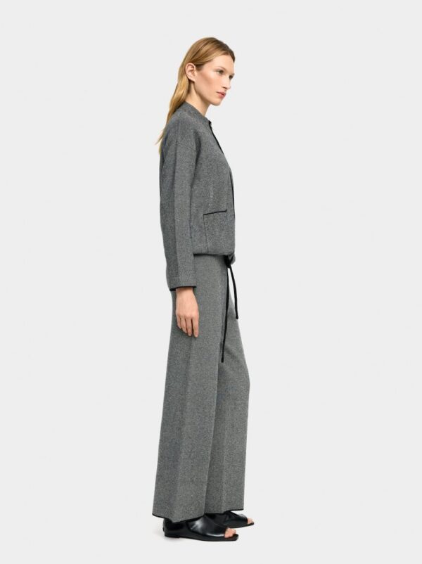 Knit Flare Trousers with Elastic Waist – Grey