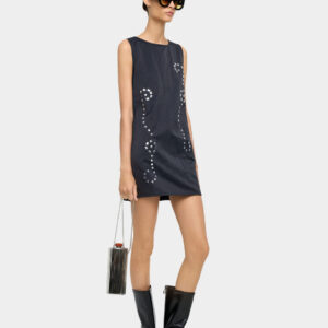 Black Shimmer Crinkled Mini Dress