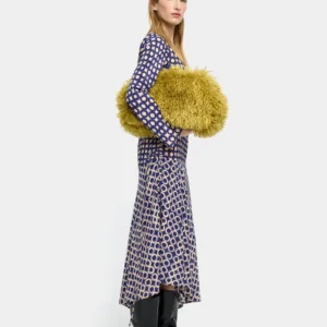 Asymmetric Circle Print Midi Dress