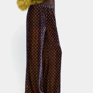 Velvet Printed Wide-Leg Trousers – Multi