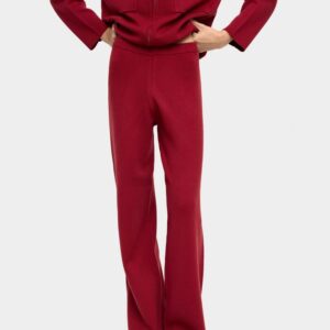 Ribbed Waist Knit Trousers – Red