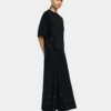 Eyelet Detail Short-Sleeve Knit Sweater – Black