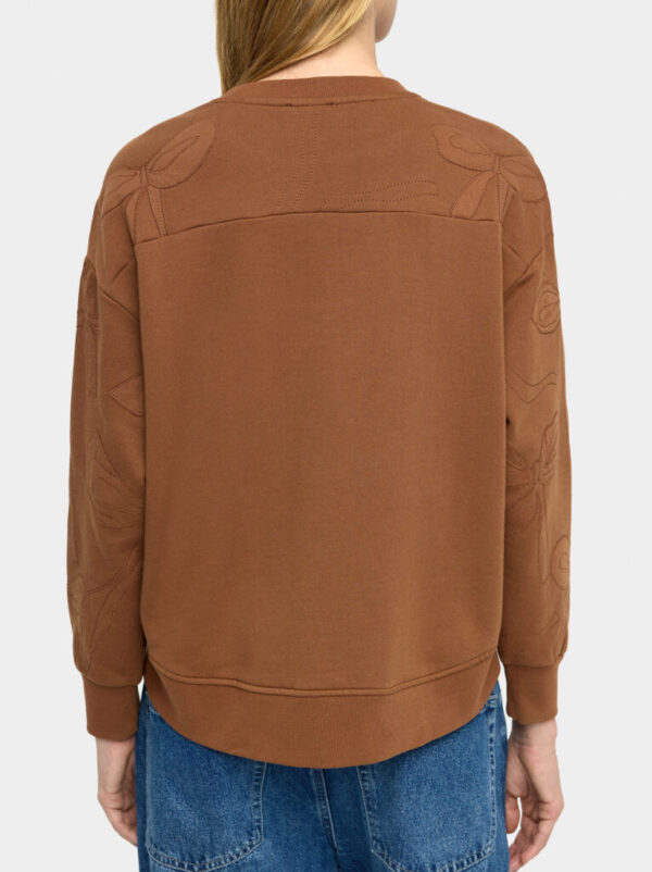 Embroidered Bow Cotton Sweatshirt – Brown