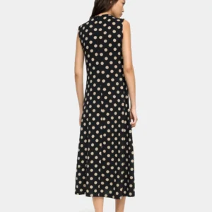 Polka Dot Flared Sleeveless Maxi Dress