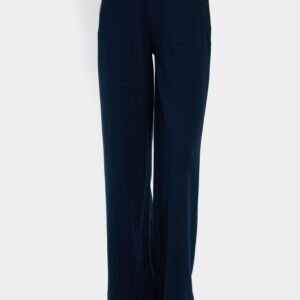 Fluid Straight-Cut Trousers with Ribbed Pockets – Navy
