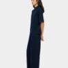 Fluid Straight-Cut Trousers with Ribbed Pockets – Navy