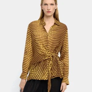 Printed Circle Wrap Shirt – Yellow