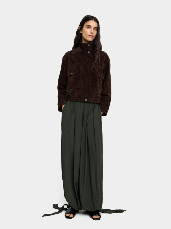 Balloon Tie-Ankle Trousers – Grey