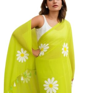 Organza Daisy Print Saree