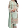 Georgette Semi Stitched Top With Unstitched Santoon Bottom and Nazmin Dupatta Embroidered Straight T