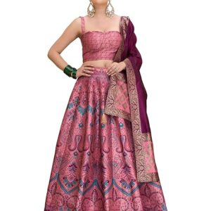 PURVAJA Women's Kanjiwaram Semi-Stitched Lehenga choli