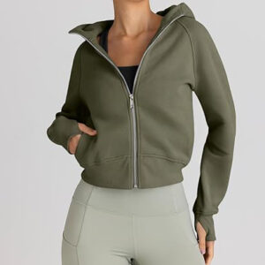 Womens Zip Up Hoodies Jackets Cropped Sweatshirts Fleece Fall Outfits Casual Comfy Y2k Tops Winter C