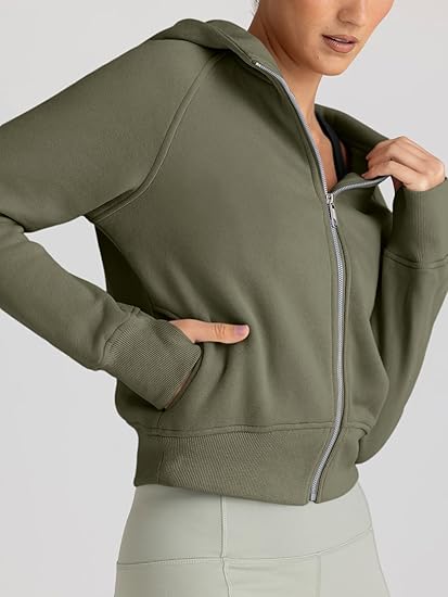 Womens Zip Up Hoodies Jackets Cropped Sweatshirts Fleece Fall Outfits Casual Comfy Y2k Tops Winter C