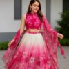 Dripfoundry Women's Floral Ombre Lehenga Choli Set for Girls Digital Printed Organza Semi-Stitch