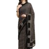 Black Printed Pure Georgette Saree With Unstitched Blouse