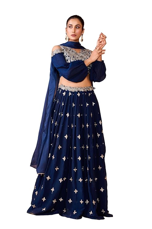 madhuram textiles womens' Lehenga And Choli Cassata Silk With Embroidery Work Set(M-2527 Mor Pic