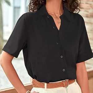 Women's Button Down Shirts Short Sleeve Dress Shirts Basic Business Collared Work Blouses