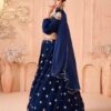 madhuram textiles womens' Lehenga And Choli Cassata Silk With Embroidery Work Set(M-2527 Mor Pic