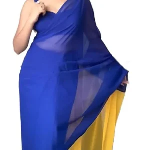 Women's Georgette Plain Ready To Wear one Minute Saree With Unstitched Blouse Piece
