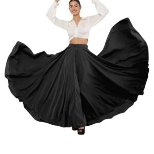 SALEPUSH Women's American Crepe Blooming Flared Long Stitched A-line Flare Readymade Skirt Lehen