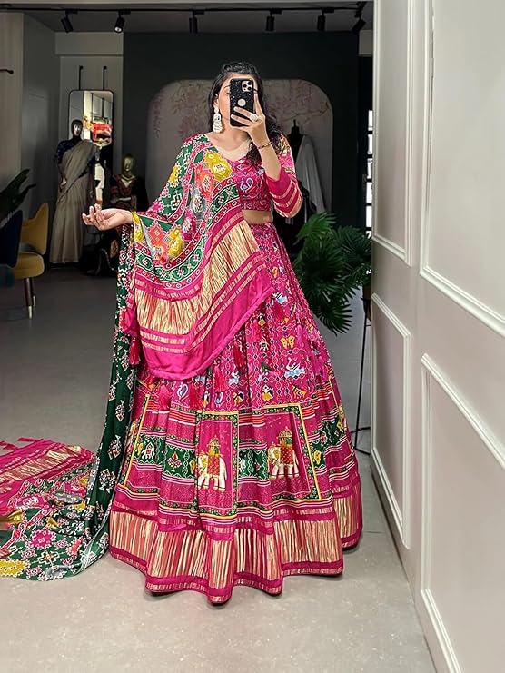 Women's Navratri Collection Lehenga Choli Dola Silk With Gaji Silk Dupatta