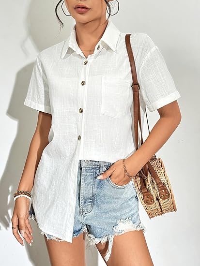 Womens Sleeveless Button Down Shirt Tops V Neck Business Casual Collared Blouses Tank Top