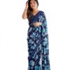 FASHION WITH RF Women's Latest Moss Soft Silk Floral Printed Saree with Blouse Piece