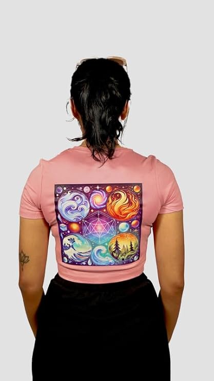 Dimensions Of Art Women's Nature 5 Elements Crop Top | Astrology Graphic Design | Trendy Stylish