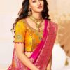 Monjolika Fashion Women's Banarasi Silk Blend Woven Work Tussles Saree With Unsttiched Blouse Pi