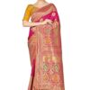 Monjolika Fashion Women's Banarasi Silk Blend Woven Work Tussles Saree With Unsttiched Blouse Pi