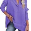 Fall Womens Oversized Hoodies Knit V Neck Sweaters Fashion Casual Pullover Tops