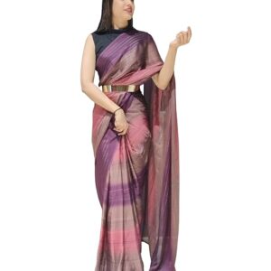 Chiffon Georgette Ready To Wear Draped Saree With Unstitched Blouse Piece (Free Size)