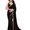 FASHION WITH RF Women's Plain Georgette Sarees For Girls College Farewell & With Mirror Work