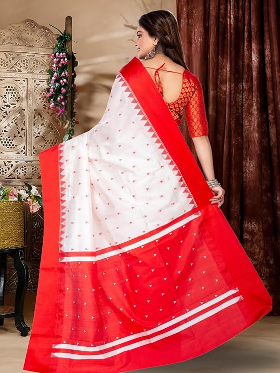 Handloom Handblock Printed Tussar Saree
