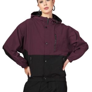 Women Stylish Oversized Windcheater Hoodie Jacket with Zip Closure Lightweight Sportswear for Running Travel Hiking Outdoor