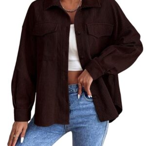 Women Poly Lycra Standard Length Oversized Jacket Korean Style Casual Outerwear(Brown)