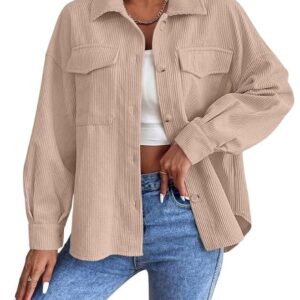 Women Poly Lycra Standard Length Oversized Jacket Korean Style Casual (Beige)