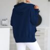 Women Causal Long Sleeve Hoodie Oversied Button Collar V Neck Sweatshirt Trendy Pullover Tops With P