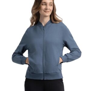 Women's Super Combed Cotton French Terry Drop Shoulder Styled Jacket with Ribbed Cuff and Hem
