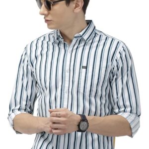 Men's Cotton Slim Fit Checkered Full Sleeves Spread Collar Casual Shirt