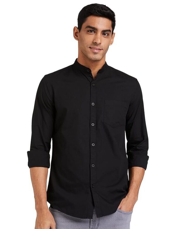 71K4ZJCCdzL._SY879_.jpg Men's Cotton Shirt | Chinese Collar | Casual | Plain | Full Sleeve | Summer - Regular Fit (Available in Plus Sizes)