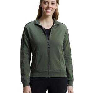 Women's Super Combed Cotton French Terry Drop Shoulder Styled Jacket with Ribbed Cuff and Hem