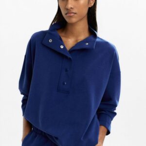 Sweatshirt with Buttons Soft Touch – Blue