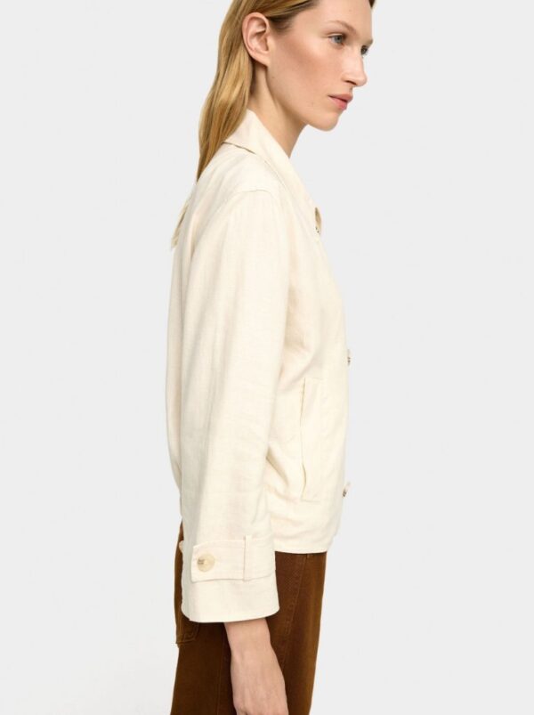 Short Trench Coat with Linen Blend – Ecru