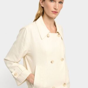Short Trench Coat with Linen Blend – Ecru