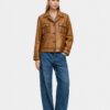 Leather Jacket with Marked Topstitching – Cinnamon
