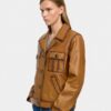 Leather Jacket with Marked Topstitching – Cinnamon