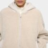 Sherpa-Effect Coat with Hood – Gray