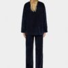 Denim Jacket with Velvet Effect – Navy